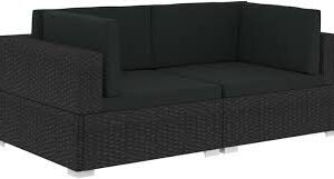 Poltrone Modulari ad Angolo in Polyrattan Nero