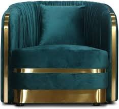 Poltrona Art Deco in Velluto Verde Blu e Oro - Casa Padrino