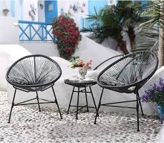 Set Bistrot da Giardino 3 Pezzi in Rattan Naturale - Design Acapulco